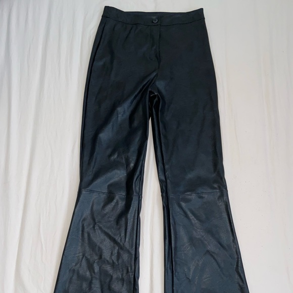 Boohoo Pants - Boohoo Faux Black Leather Flare Pants
